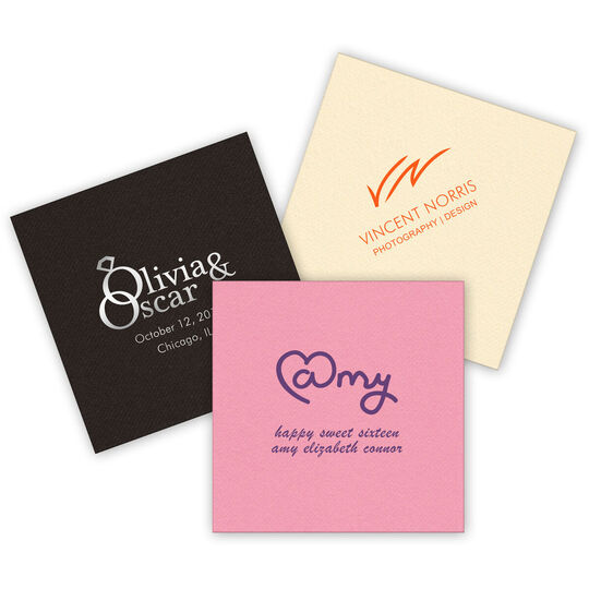 Custom Linen Like Napkins with 1-Color Artwork with Text we will Typeset